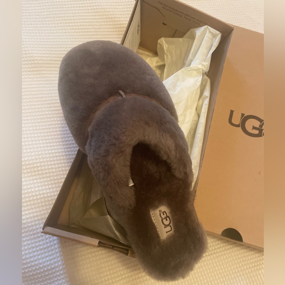 UGG Women's Plush Slide Slippers in Chocolate Brown